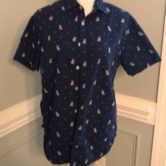 Kids, Blue Button up pug T-Shirt. - Picture 1 of 1